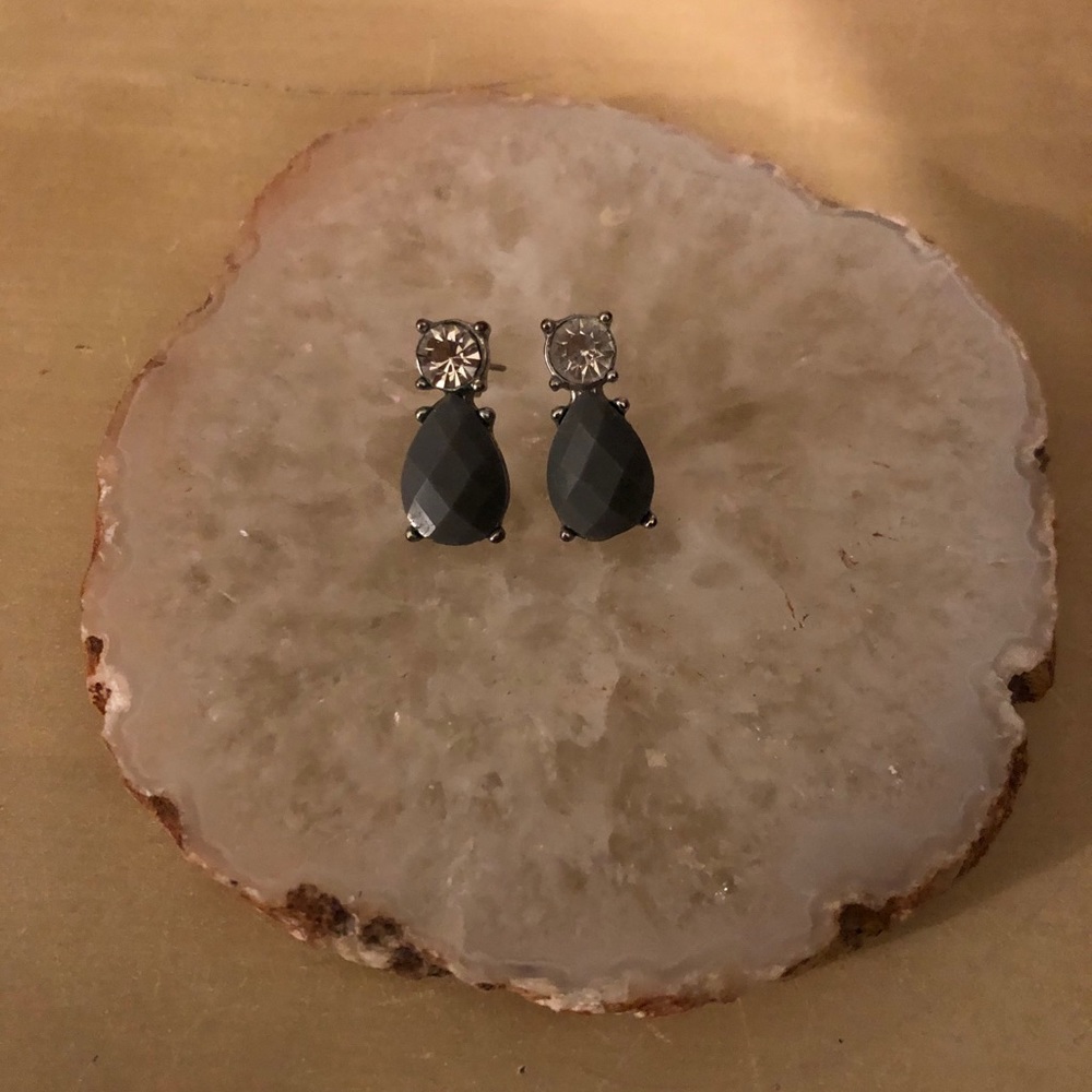 Minimalist grey stone earrings